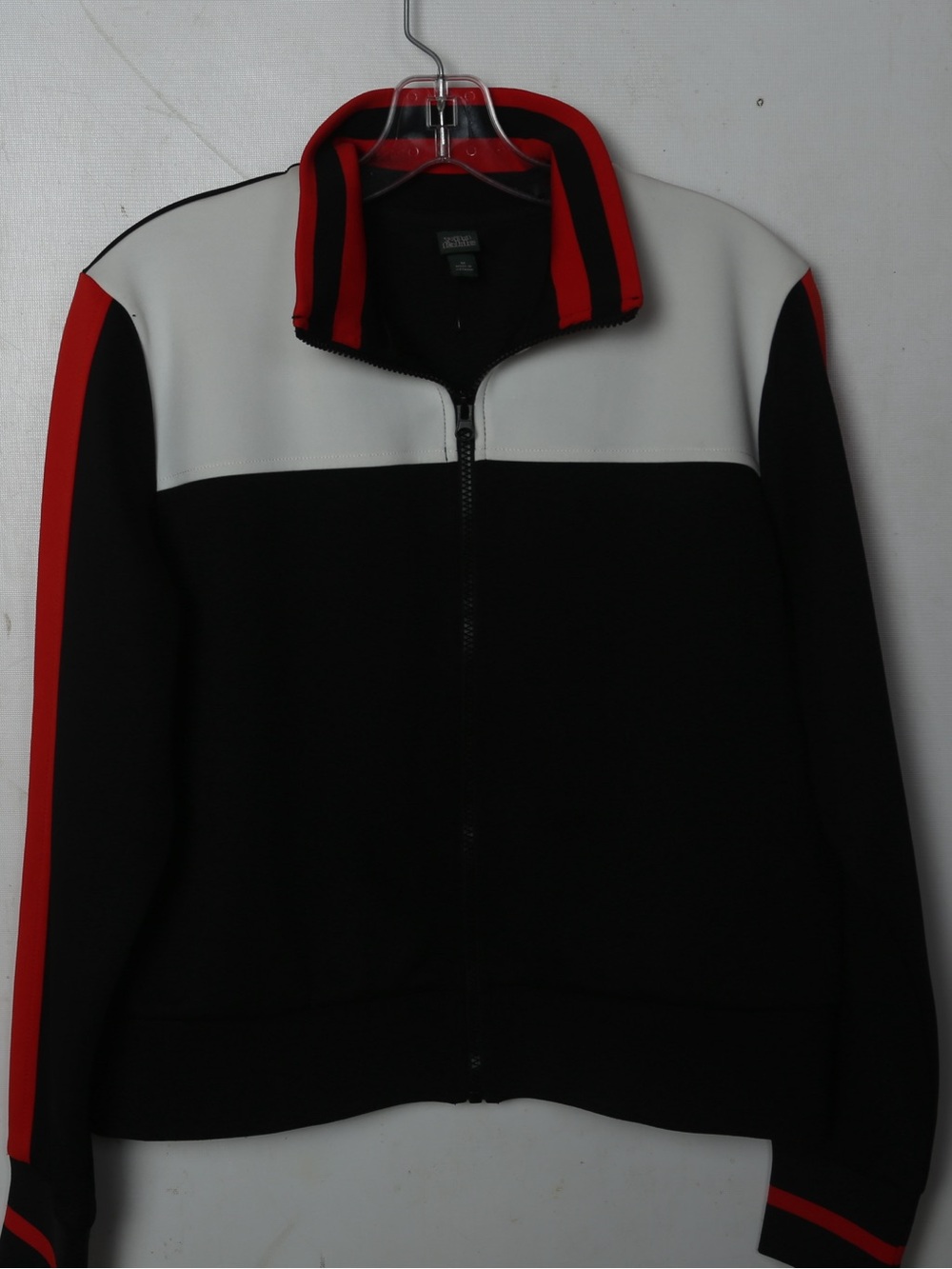 wild fable Men's Black, White & Red Zip-Up Sweater Jacket